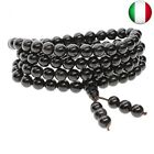 COAI Bracciale Collana 108 Perle in Ossidiana, Bracciale Mala, Rosario