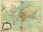 Quadro Mappa Emisfero Mondo 1778 Cartina Geografica Stampa su Mdf Tela Swarovski