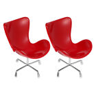 Mini Rocking Chairs 2Pcs Miniature Toys Red Armchair Swivel Egg Chair for-CM