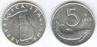 Lira Italiana: Monete da 5 Lire - FDC ASSOLUTO - da rotolino - dal 1952 al 1998