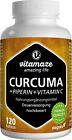 Curcuma + Curcumina Piperina ad alto dosaggio + Vitamina C in 120 capsule, Vegan