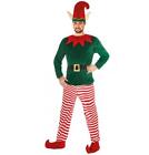 Costume elfo a strisce folletto aiutante di Babbo Natale lusso uomo