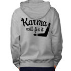 Wellcoda Karma Will Fix It Mens Hoodie, Funny Design on the Jumpers Back