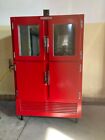 cella frigo vintage anni  50 -  60, rosso, 4 ampi scompartimenti, 2 vetrine
