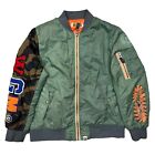 Vintage A Bathing Ape Bomber Jacket Shark Spell Out MA-1 Retro Green Mens Large
