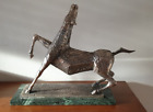 Scultura "Cavallo" metallo argentato marmo tiratura limitata Gigi Ghidotti