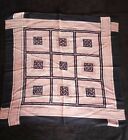 Vintage Silk Handkerchief Black Pink Pocket Square Neckerchief Geometric Mod