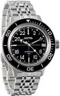 NEW Vostok Amphibia 720076 Russian Military Watch Automatic Black Dial 24 Hours