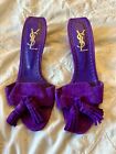 Vintage Purple Yves Saint Laurent Rive Gauche Suede Shoes Mules Ysl Genuine VGC