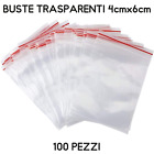 100 buste sacchetti in plastica trasparenti richiudibili a zip 4x6cm