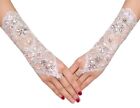 Guanti da sposa pizzo bianchi senza dita strass baciamano Matrimonio L.24374