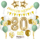 Palloncini 80 Anni Compleanno Verde Oro, Decorazioni 80 Anni Uomo Donna