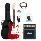 Kit Chitarra Elettrica Stratocaster SMT Rossa Amplificatore Marshall e Accessori