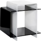 Iplex Design 70 s Comodino/Tavolino in Plexiglass, Bianco/Nero