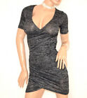 Mini abito donna nero grigio vestito corto mezza manica corta tubino dress E210