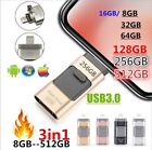 Pendrive 512 256 64 GB USB 3.0 3 in 1 chiavetta USB Iphone Android PC tablet ios