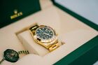 Rolex Daytona 40mm. Green Dial Yellow Gold 18k Men Watch Box and Papers NEW 2022