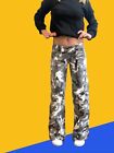 Pantalone Donna vintage Vita Bassa Baggy Camouflage T S Larghi Largo Hip Hop Y2K