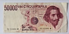 ITALIA banconota da £50 mila PRIMO TIPO BERNINI ser. EC323062W  6 FEBBRAIO 1984