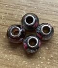 925 Silver Pandora Murano STYLE Glass Beads- Black With Roses - set of 4