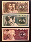 CINA set 3 banconote 1, 2, 5 jiao 1980 UNC