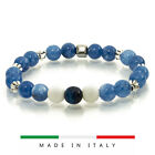 Bracciale donna pietra sfaccettata BLU e perle azzurro cielo ematite idea regalo