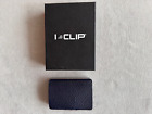 i-Clip Wallet / Kreditkartenetui, blau, Leder / Alu, kurz genutzt