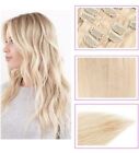 S-Noilite Clip in Hair Extensions Real Remy Human Hair 16" #613 Light Blonde