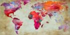 Quadro Cartina Terra Colori Pop Art Mondo Mappa Stampa su Mdf o Tela Swarovski