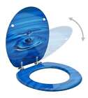 Tavoletta WC con Coperchio MDF Blu Design Goccia d Acqua
