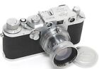 Leitz Leica IIIC 35mm film camera Sharkskin w. Summitar 2/5cm lens Screw Mount