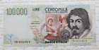 100000 LIRE CARAVAGGIO 2° TIPO 1995 QSPL PERIZIATA VARIANTE CROMATICA