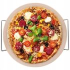Teglia Tonda Pizza con Pietra Refrattaria Forno Supporto Manici In Acciaio 33 cm