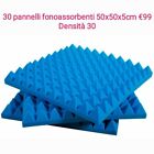 30 Pannelli fonoassorbenti azzurro insonorizzanti 50x50x5cm densità 30