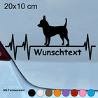 Autoaufkleber Chihuahua mit Herzschlag und Wunschtext Sticker 20x10 cm A158