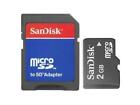 Memoria MICRO SD SanDisk 2GB MicroSD + adattatore per mp3 mp4 navigatori GPS NEW