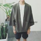 Uomo Giapponese Yukata Cappotto Kimono Giacca Cotone Retrò Baggy Fit Maglia Moda