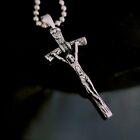 Collana rosario in acciaio inox girocollo catenina crocifisso ciondolo croce