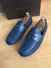 Gucci   Mens Blue Diamante Leather  Signature Driving Loafers Shoe Uk  8.5,boxed