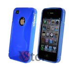 Cover Custodia Gel Silicone Blu S-Line Per APPLE iPhone 4/4G/4S