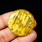 Yellow Flashy Gemstone Exotic Round Shape Natural Nellite Cabochon 55 Cts NL-14