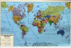 Cartina geografica murale Planisfero Mondo 100x140 cm fisica politica plasticata