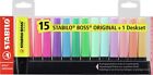 Evidenziatore - STABILO BOSS ORIGINAL Desk-Set - 15 Colori assortiti 9 Neon + 6
