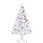 HOMCOM Albero di Natale 150cm con Decorazioni, Base in Metallo 680 Rami Bianco