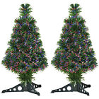 HOMCOM Albero di Natale Artificiale Set 2 pz a Fibre Ottiche 4 Colori 55 Rami