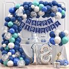 18 Anni Palloncini Compleanno Argento Blu, Decorazioni Compleanno 18 Anni (j5e)