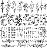 Leesgel Tatuaggi Temporanei Donna, 40 Fogli Nero Impermeabili Tatuaggi Finti, Personalità Tatuaggi Temporanei Adulti per Uomo e Donna