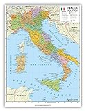 Agendepoint.it - Cartina Italia geografica A4 fisica - politica 21x30 cm plastificata lucida per uso scolastico