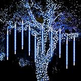 WASAGA Meteor Lights, Luci da pioggia a LED 20 tubi 960 LED (confezione da 2) 50cm Luci di caduta per ghiaccioli di Natale Luci da neve per Natale Festa di nozze Urban New Year Garden Tree Home Decor