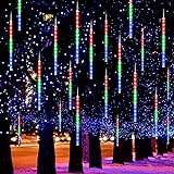 Salcar 10 Tubi a spirale Meteore Effetto, Luci della doccia di meteore 50cm 360 LEDs Luci di pioggia + 5m Cavo Luci di stringa per Natale - Colorato